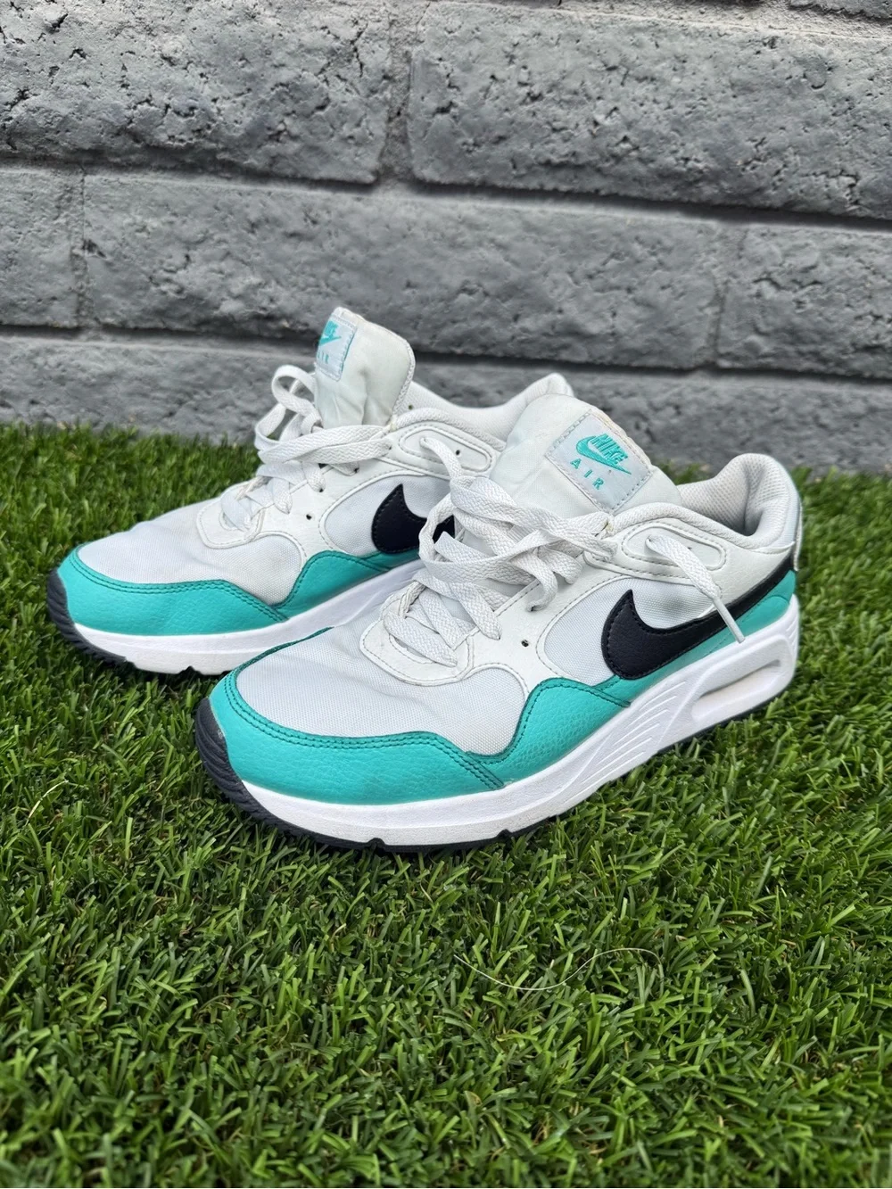 Nike Air Sneakers in White, Teal & Black